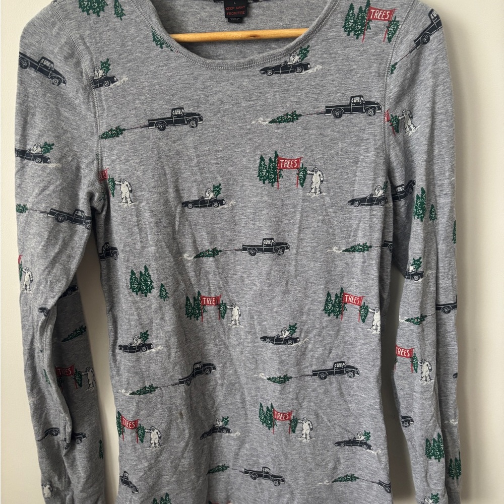J. Crew Gray Graphic Long Sleeve Tee
